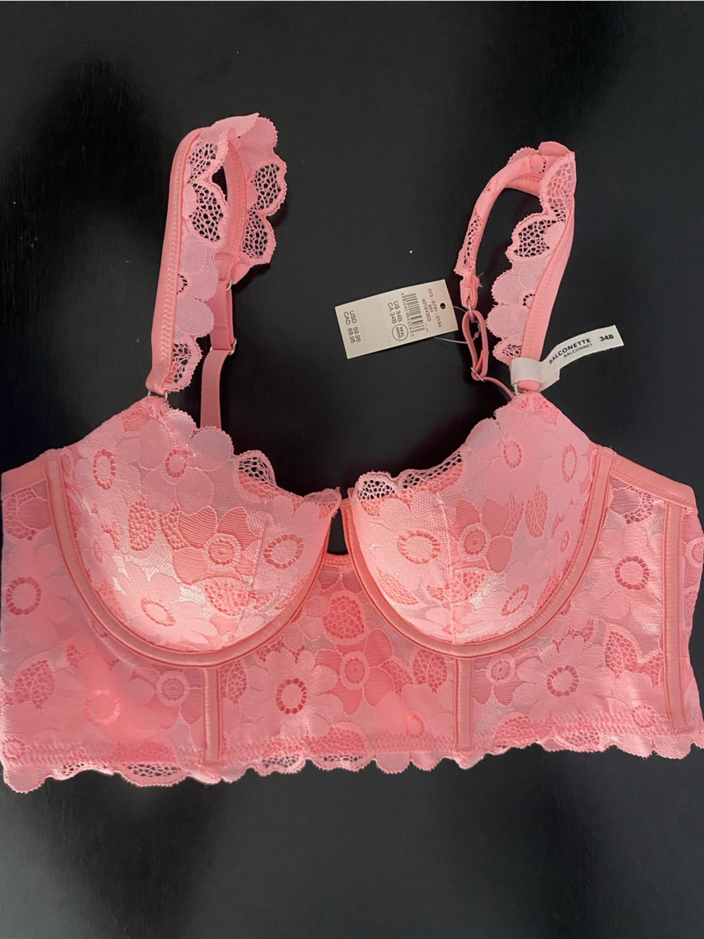 Aerie Show Off Lace Balconette Bra Shell Pink 34B NWT